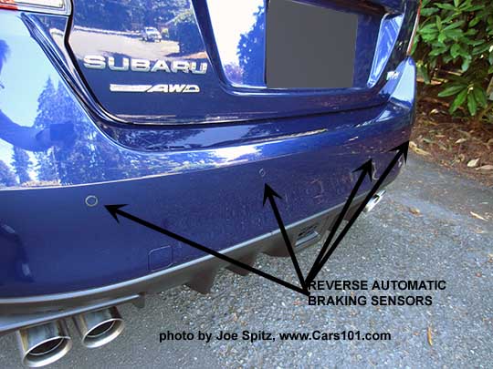 2017 WRX Limited reverse automatic braking sensors in the back bumper