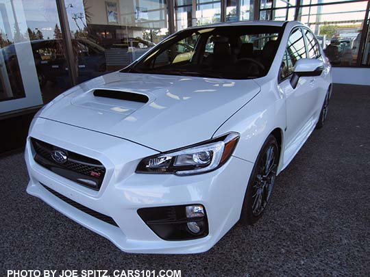 2017 Subaru WRX STI front view,  crystal white shown