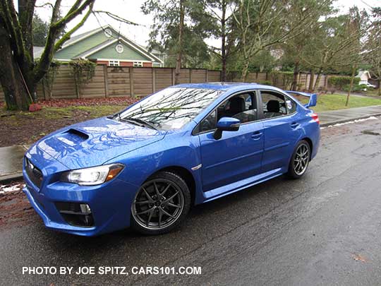 2017 Subaru WRX STI Limited, tall wing spoiler, world rally blue color