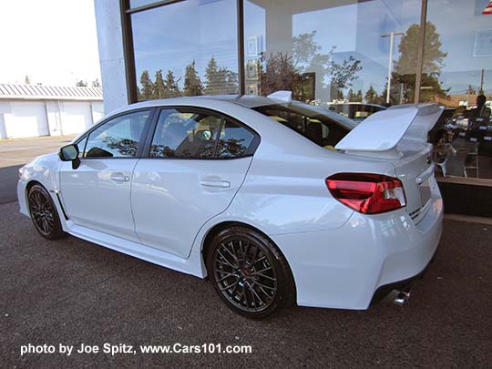 2017 Subaru WRX STI  tall spoiler,  crystal white shown