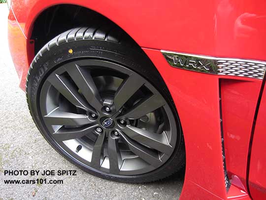 2017 WRX Premium 18" alloy wheel, pure red car