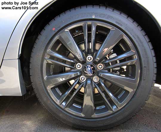 2017 Subaru WRX 17" dark gray alloy wheel. Standard model WRX.