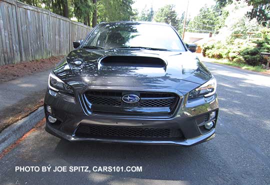 2017 Subaru WRX Limited front grill, with fog lights. Dark gray shown