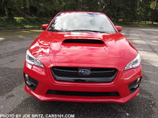2017 WRX front view,  pure red car shown