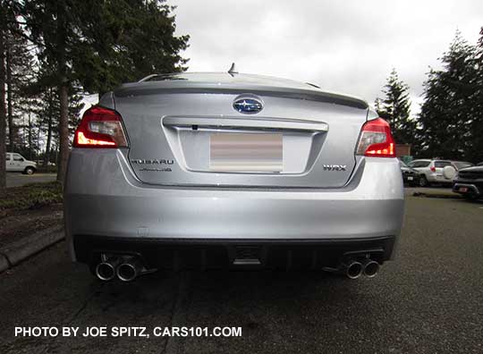 rear view 2017 Subaru WRX, ice silver color shown