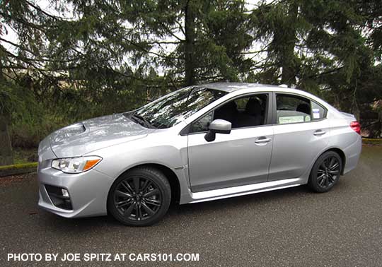 side profile view 2017 Subaru WRX, ice silver color shown