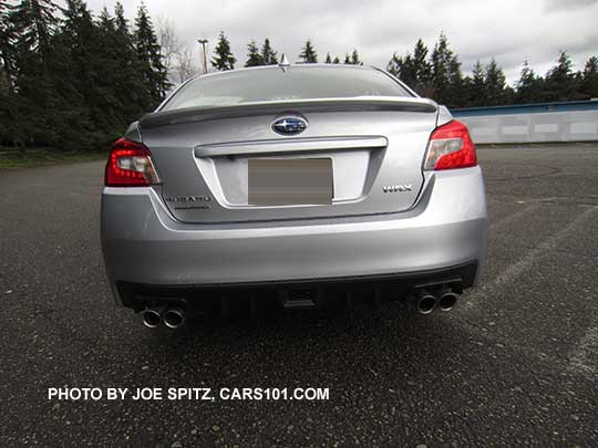 rear view 2017 Subaru WRX, ice silver color shown