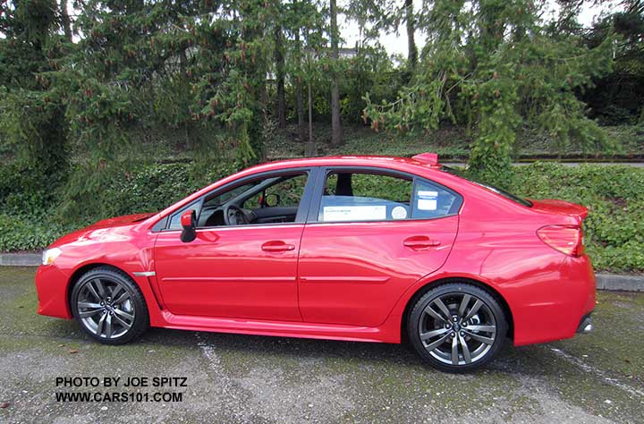 2017 Subaru WRX. Premium model, pure red color shown