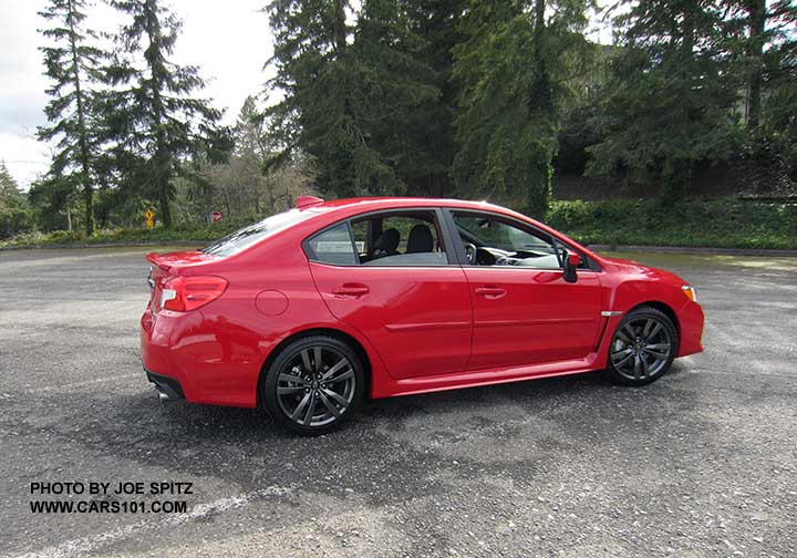 2017 Subaru WRX. Premium model, pure red color shown