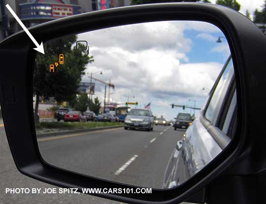 2018 Subaru WRX and STI Blind Spot Detection symbol on the outer mirror