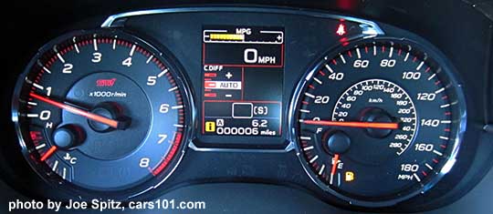 2018 Subaru WRX STI dash gauges showing DCCD