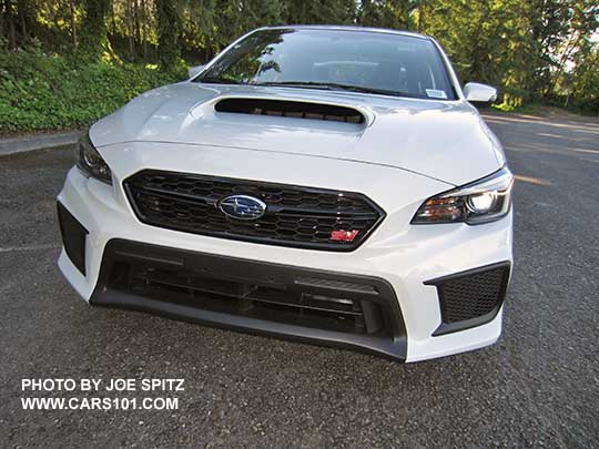 2018 Subaru STI  front grill with STI logo, bumper fascia, crystal white color