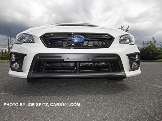 2018 Subaru WRX fog lights and front bumper fascia, crystal white shown