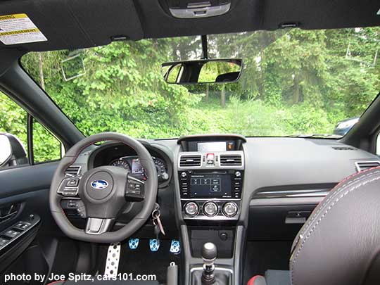 2018 Subaru WRX Premium dash and upper console. 7" audio, leather wrapped steering wheel..