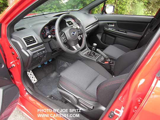 2018 Subaru WRX Premium cloth interior, pure red car shown