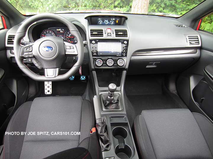 2018 Subaru WRX Premium dashboard and center console, black cloth interior.