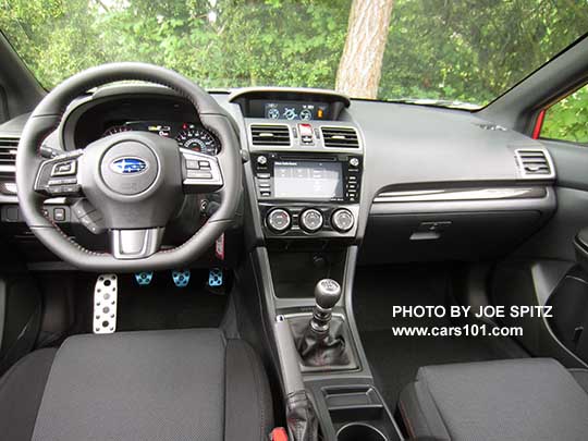 2018 Subaru WRX Premium dashboard and center console, black cloth interior.