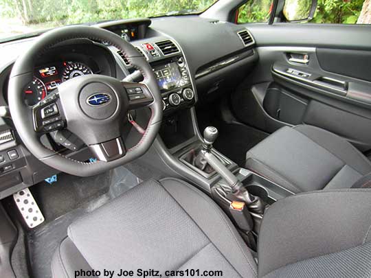 2018 Subaru WRX Premium dashboard and center console, black cloth interior.