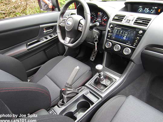 2018 Subaru WRX Premium dashboard and center console, black cloth interior.