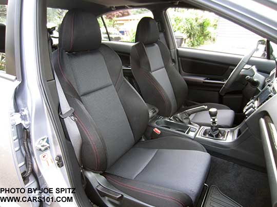 2018 Subaru WRX Premium cloth interior- passenger front seat, console.
