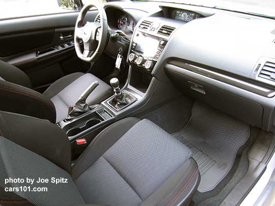 2018 Subaru WRX Premium cloth interior- passenger front seat, console. dash, audio screen