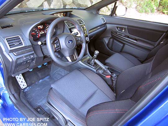 2018 Subaru WRX cloth interior, driver's seat, console, steering wheel..