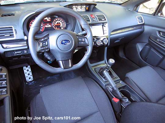 2018 Subaru WRX cloth interior, driver's seat, console, steering wheel, audio screen