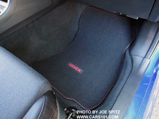 2018 Subaru WRX front passenger carpeted floor mat with logo, front passenger side shown