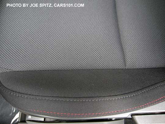 closeup of the 2018 Subaru WRX and WRX Premium carbon black cloth with red stitching