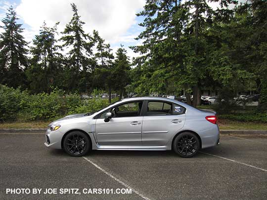 2018 Subaru WRX Limited, ice silver shown with optional body colored body side moldings