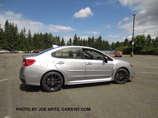 2018 Subaru WRX Limited, ice silver shown with optional body colored body side moldings