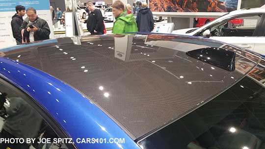 2018 Subaru WRX STI Type RA carbon fiber roof panel. Photo at 2017 Seattle Auto Show