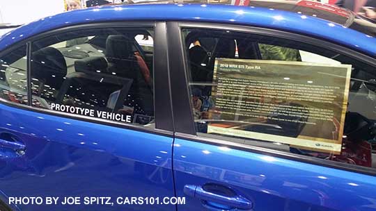2018 Subaru WRX STI Type RA at the 2017 Seattle Auto Show. WR Blue shown