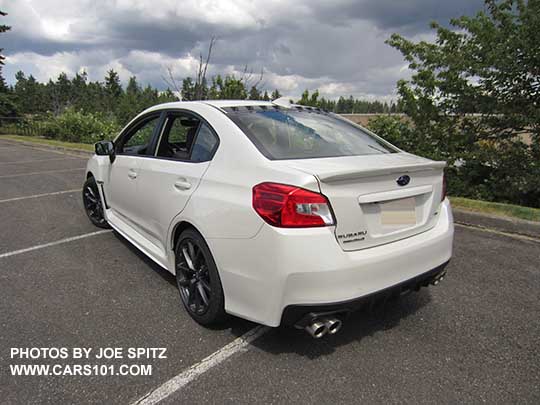 rear view 2018 Subaru WRX Premium, crystal white color