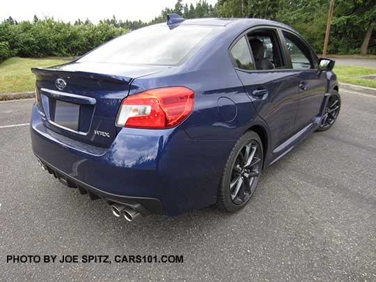 rear view 2018 Subaru WRX Limited, lapis blue color shown