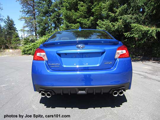 rear view 2018 Subaru WRX, wr blue color
