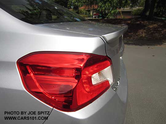 2018 Subaru WRX standard trunk lip spoiler, ice silver shown