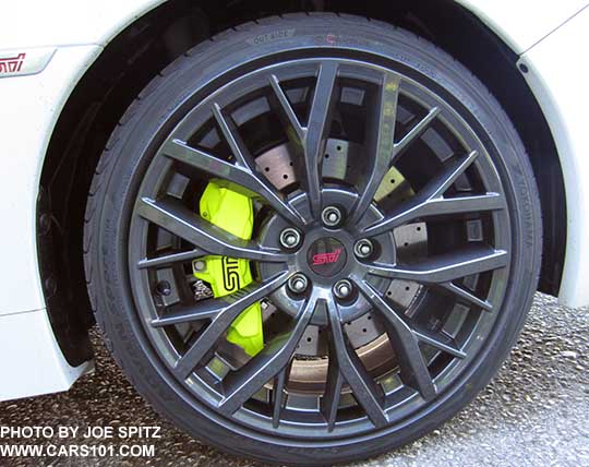 2018 Subaru WRX STI and STI Limited 19" alloy wheel, yellow brake calipers