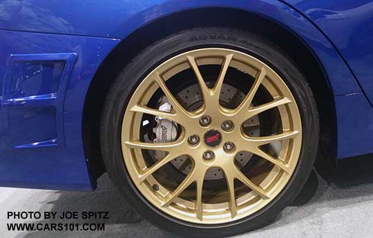 2018 Subaru WRX STI Type RA gold 19" forged BBS alloy wheel