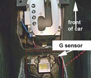 G sensor is in center console, arrrow should point forward