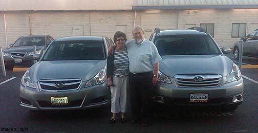 2009 Legacy and 2012 Outback, both steel silver