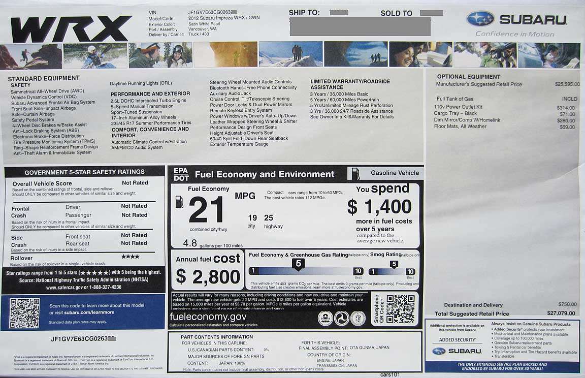 2012 wrx window sticker, may 2012