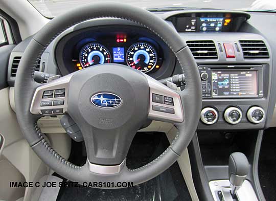2014 Subaru Crosstrek Hybrid Touring leather wrapped steering wheel.  Navigation/gps