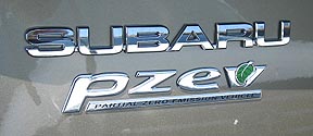 PZEV logo on Forester