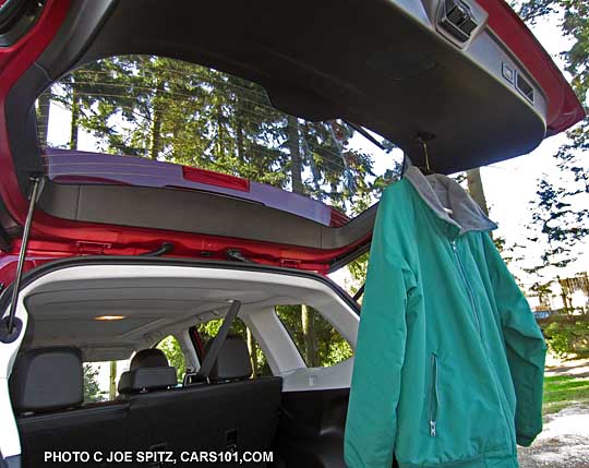 coat hanger hook on the inside of the rear gate