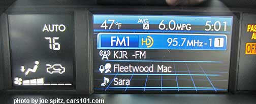 forester Premium, Limited, Touring stereo audio display