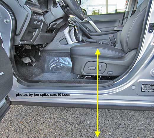 forester driver's seat is height adjustable, shown at lowest position
