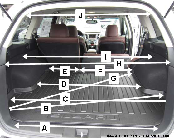 2013 subaru outback cargo dimensions and measurement, hand measured. image #1