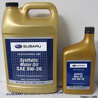 0w-20 Subaru synthetic oil, quart and gallon sizes