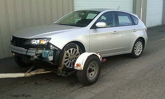 towing a Subaru behind a tow truck or motorhome? This is a no-no!